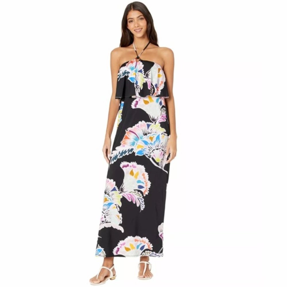 Trina Turk Floral Halter Swim Coverup Dress XS - Picture 1 of 12